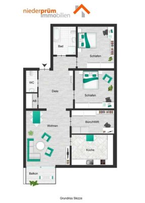 **Moderne, geräumige Wohnung mit Balkon in Hallschlag zu mieten**
