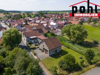 Fachwerk Bauernhof mit Scheune und großem Garten, Familienidyll bei Heldburg!