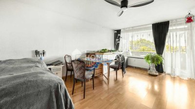 Ideal geschnittene 1 Zimmer Wohnung mit Wannenbad, Südloggia und Garage