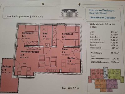 Betreutes Wohnen, Wohnen im Weinberg, Hochwertige Wohnung mit betreutem Wohnen