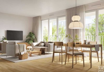 Neubau: Helle 2-Zimmer-Wohnung, Loggia, Tageslichtbad