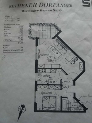 Top gepflegte 2-Zimmer-Wohnung mit neuwertiger Einbauküche in Laatzen OT Rethen