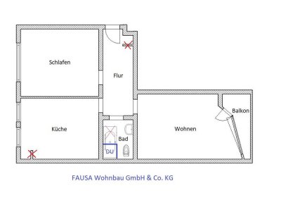 Sanierte 2 ZW mit Wohnküche und Balkon!