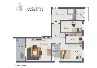 Schöne 3-Zimmer-Wohnung mit tollem Blick und idealem Schnitt – renovierungsbedürftig