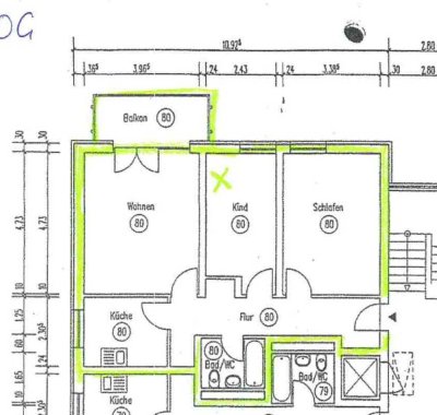 Helle 3-Zimmer-Wohnung mit Balkon und Einbauküche in Nürnberg
