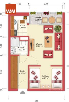 Kleines Apartment in der 5. Etage mit Traumaussicht