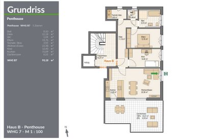 Penthouse Eigentumswohnung mit Dachterrasse, Stellplatz, Süd/Ost-Ausr.