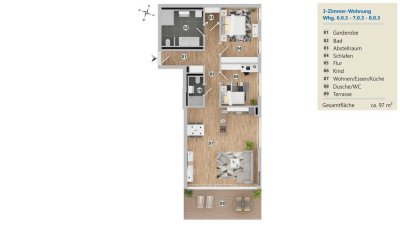 NaturELLA Familienfreundliche 3 Zimmer Terrassen - Neubau - Wohnung