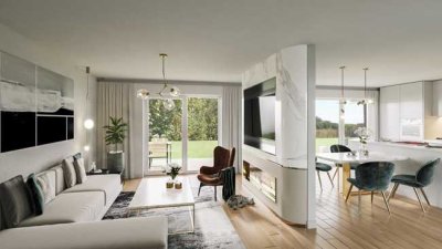 NEUBAU * GREEN LIVING* 3-Zimmer-Gartenwohnung in sonniger und 
ruhiger Lage in Merching.