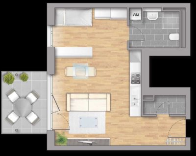 Großzügiges Studio mit eigenem Balkon und Stellplatz ##Sofort bezugsfertig!!##