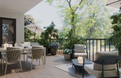 Eleganter moderner Wohntraum mit 50 m² Süd-Dachterrasse und Weitblick ins Grüne