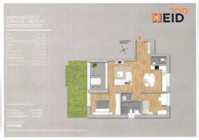 *Keine Käufer-Zwischenfinanzierung!* 3 Zi.-Eigentumswohnung, eigener Gartenanteil!
