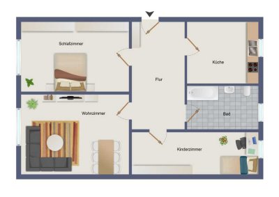 geräumige 3-Raum-Wohnung mit Tageslichtwannenbad, Keller und Außenstellplatz