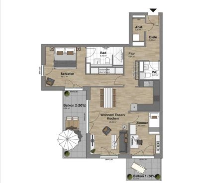 Stilvolle 3-Zimmer-Wohnung mit EBK und Balkon im Ostend