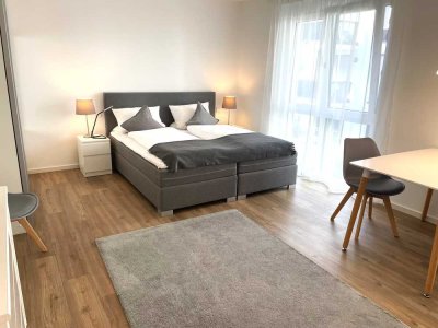 Ludwigsburg Stadtmitte: Modernes, komplett möbliertes 1-Zi-Apartment mit Balkon.