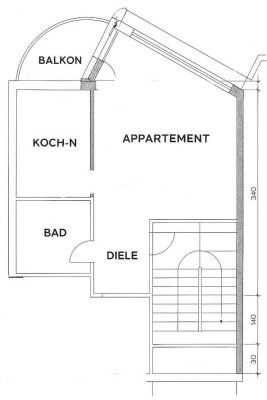 Helles, gemütliches, renoviertes  1-Raum-Appartment mit Balkon in Düsseldorf