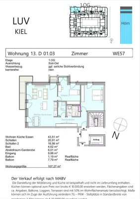 Attraktive 3-Zimmer-Neubauwohunge mit Ost-Süd-Balkon im Baufeld XIII an der Förde