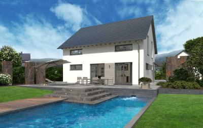 Diese tolle Optik mit dem genialen aber auch veränderbaren Grundriss ! Mit Grundstück !