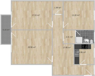 Renovierte 3-Zimmer-Wohnung mit Loggia und Balkon