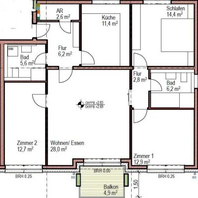 Heidelberg-Wieblingen, 4-Zimmer-Wohnung im 2. Obergeschoss mit Balkon