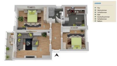 +++Lichtdurchflutete 3 Zi.-Wohnung+++Balkon u. Stellplatz+++ In Sel.-Frhsn.+++