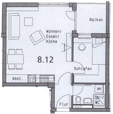 1,5 Zimmer, EBK, Balkon