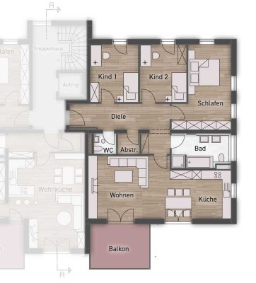 KAPITALANLAGE -  exklusive 4-Zimmer-Wohnung , 2. OG mit überdachtem 12 m²-Balkon