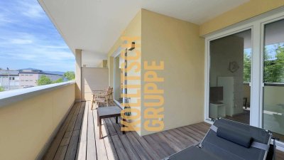 2-Zimmer-Wohnung mit Südterrasse und Tiefgaragenstellplatz in der Koschatstraße.