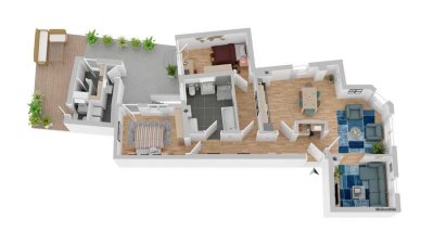 Erstbezug nach Sanierung - 4 ZKB EG Wohnung mit Terrasse in historischem Gebäude