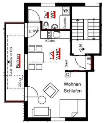 Helle 1-Zimmer Wohnung mit Balkon in Fellbach für eine Person