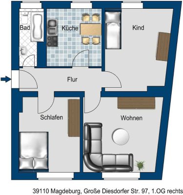 Helle 3-Zimmer-Wohnung freut sich auf neue Mieter