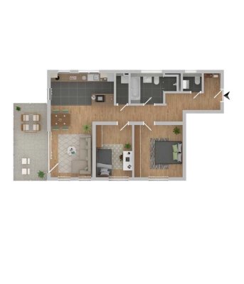Moderne 3-Raum-Wohnung in Frankfurt am Main