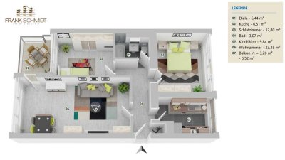 Modern & ruhig: Neu renovierte 3-Zimmer-Wohnung mit Balkon