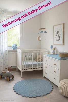 4-Raum-Wohnung mit Balkon, Badewanne & Baby-Bonus!