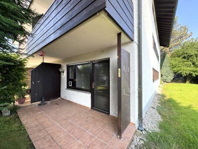 Ruhige 1,5-Zi.-EG-ETW mit heller Küche, Terrasse, Kellerabteil, Stellplatz und Schwimmbad samt Sauna