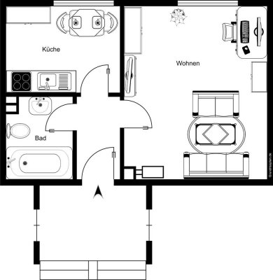 Helle 1-Zimmer Wohnung im 3. OG in Nürnberg St. Leonhard