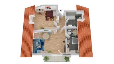 Helle 2-Zimmer-Wohnung in sehr schöner ruhiger Lage