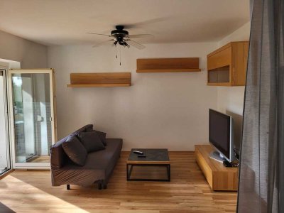 Geschmackvolle voll möblierte 2-Raum-EG Wohnung mit Balkon, EBK und Internet in Heilbronn
