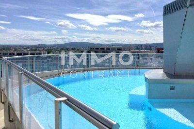 Voll möblierte 3 Zimmer Wohnung mitLoggia, Pool, Sauna, Terrasse undFitnessbereich am Wienerberg!