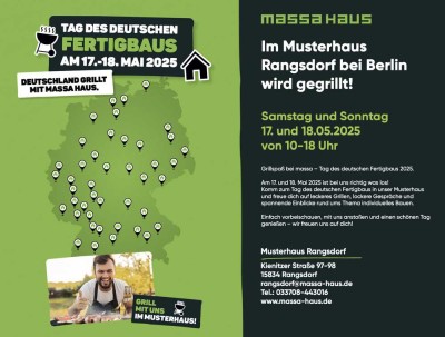 � massa grillt! - Grillfest & Hausbau-Erlebnis am 17. und 18. Mai 2025 im Musterhaus Rangsdorf