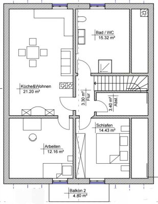 Neubau 2,5-Zimmer- Dachgeschoss Wohnung in 82439, Großweil