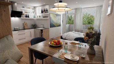 1-Zimmer-Traumwohnung mit Balkon in absoluter Top-Lage frei zu gestalten.