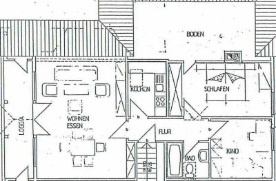 Helle Dachgeschosswohnung (3-ZKB) in Carlsberg zu vermieten