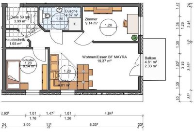 2- bis 3-Zi.-Wohnung mit Balkon in Einfamilienhaussiedlung