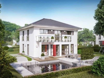 Vom Balkon in die Ferne blicken, perfektes Haus + Keller