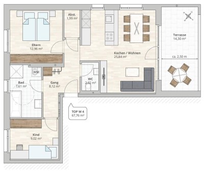 3-Zimmer-Terrassenwohnung (TOP 4) in Nenzing, Christian-Hummel-Weg