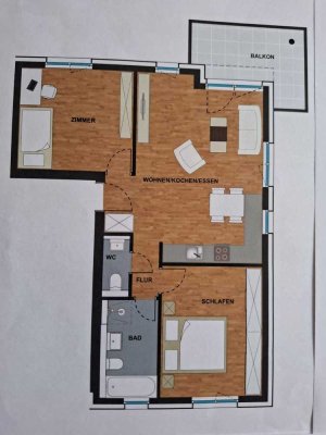 Helle moderne 3-Zimmer-Wohnung mit Einbauküche in Zornheim