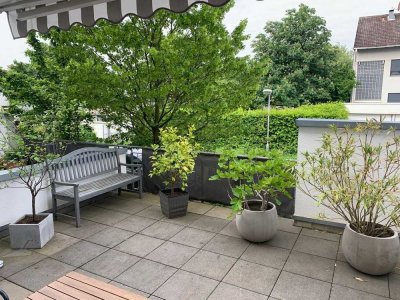 Helle 3-Zimmer-Hochparterre-Wohnung mit 2 Terrassen und Einbauküche in Arheilgen