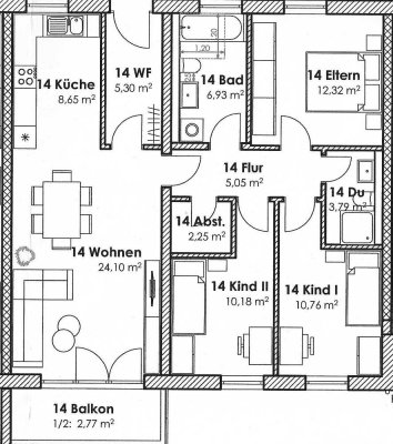 4-Zimmer-Wohnung mit Balkon