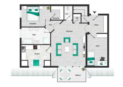 3  Zimmerwohnung im Dachgeschoss